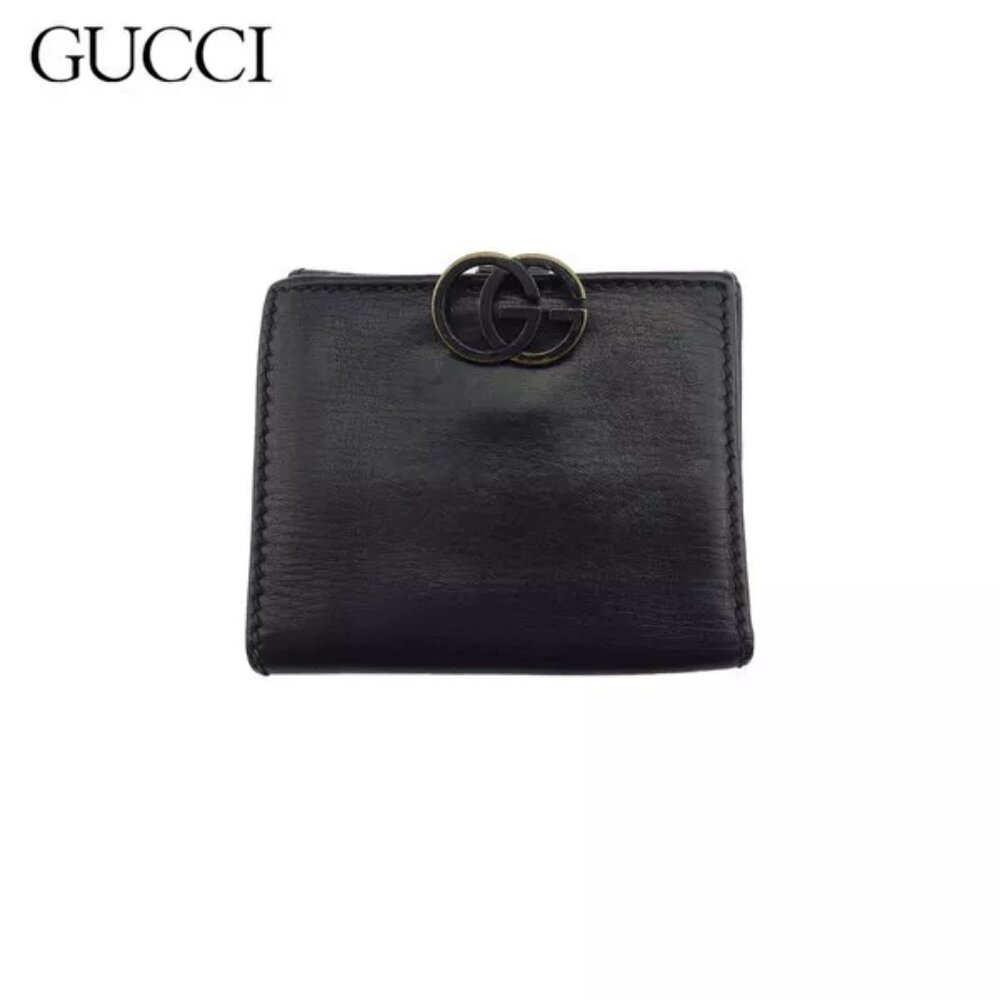 GUCCI W hook wallet double G leather Authentic Used